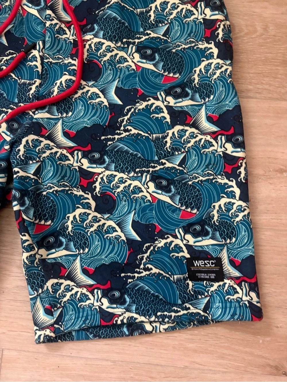 WESC Zack Koi Fish Wave Print Swim Trunks Size XXL
